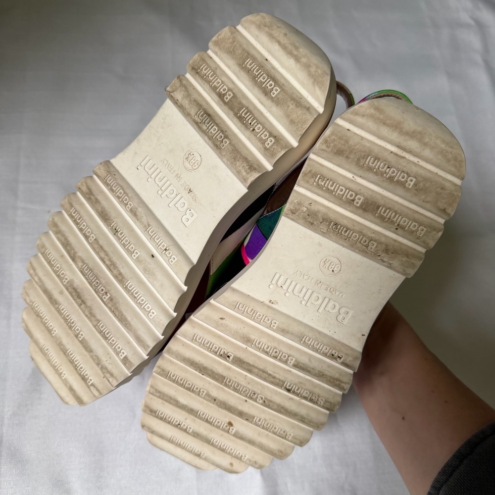 Baldinini 100% leather Italian colorful comfort flat sandals size 38.5 - Picture 5 of 6